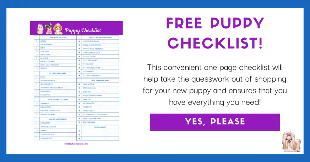 Free puppy checklist printable